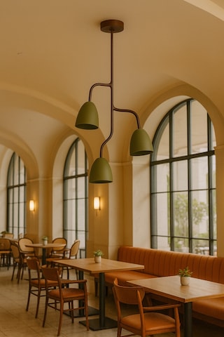 Oliva Trio Sarkıt Lamba-avize - Modern Endüstriyel Mufak Hol Cafe Salon Avize Haki Yeşil