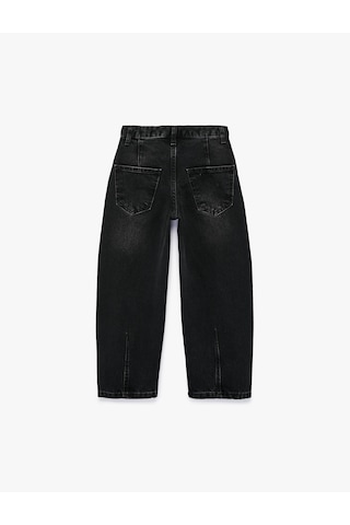 Koton Pamuklu Cepli Rahat Kesim Balon Form Denim Pantolon Antrasit 7wkb40014td