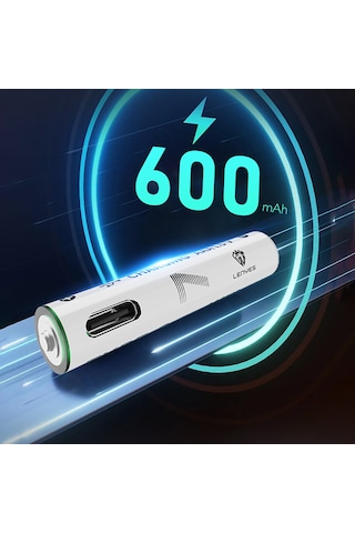 Lenyes Aaa107 Type-c Şarj Portlu Şarj Edilebilir Aaa Lityum-ion Pil 600mwh 1.5v 2 Adet