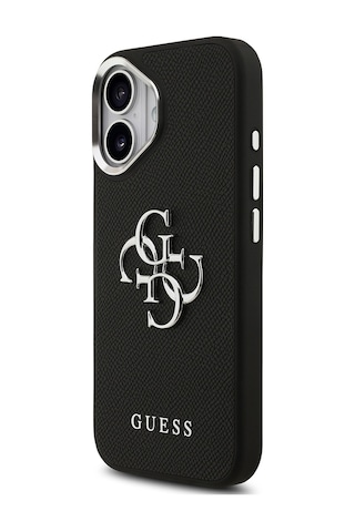 Apple Uyumlu iPhone 17 Kılıf Guess Lisanslı Pu Deri 4g Büyük Metal Logo Dizaynlı Kapak Siyah
