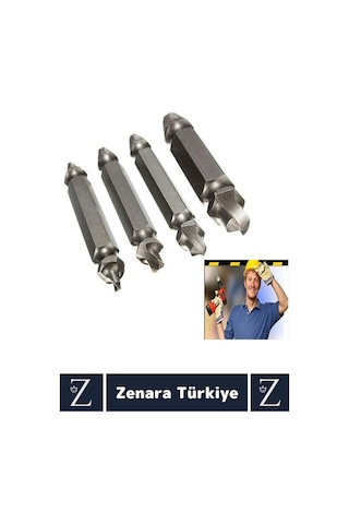 Dayanıklı Matkap Tornavida Uyumlu Hasarlı Paslı Kırık Yamuk Vida Sökme Çıkarma 4 Farklı Uçlu Set