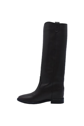 Poletto Hakiki Deri Kahve Çizme Topuklu 482 15-2259 Kahverengi