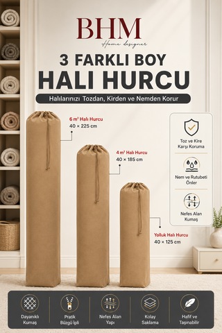 6 Adet Halı Hurcu Seti Büzgülü Halı Saklama Çantası Toz Ve Neme Karşı Koruyucu Bej