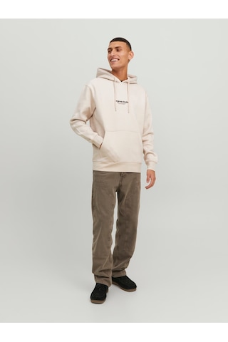 Jack & Jones Jack&jones Kapüşonlu Rahat Kesim Bej Erkek Sweat 12241687 001