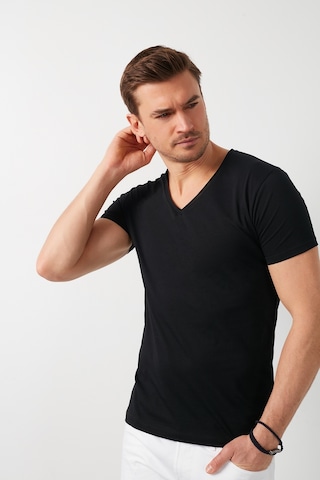 Buratti Pamuklu Slim Fit V Yaka Basic Erkek T Shirt 5412001 Siyah