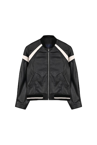 Dericlub Wm208 Gerçek Deri Erkek Mont Siyah Siyah