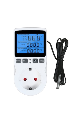 Vkemall Priz Dijital Termostat Kontrol Cihazı Lcd Termostat Çıkış Fişi Isıtma Soğutma Kontrol