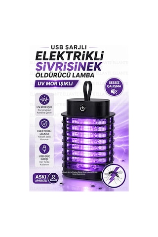 Usb Şarjlı Elektrikli Sivrisinek Öldürücü Lamba Uv Mor Işıklı Sessiz Çalışan Askılı Sinek Kovucu Ev