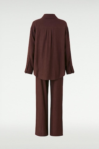 Kol Detaylı Gömlek Pantolon Takım Acı Kahve Acı Kahverengi