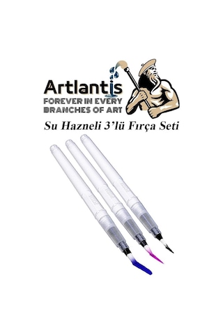 Artlantis Su Hazneli Kalem Fırça 3 Lü 1 Paket Suluboya Kaligrafi Hat Fırçası Sulu Boya Su Hazneli Kalem Doldurulab Genel