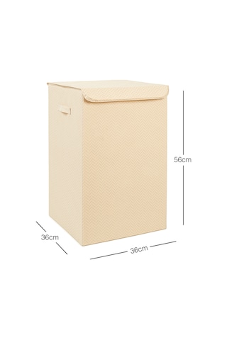 Ocean Home Textile Bej Balıksırtı Çamaşır Kutusu 36 x 36 x 56 cm