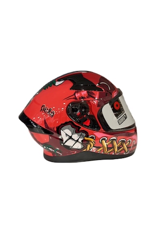 Shiro Katana Sv Psyco Kapalı Kask Bordo - Turuncu