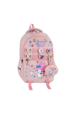 My Melody Baskılı Aksesuarlı Ortopedik Su Geçirmez Ultra Lüx Okul Çantası Termal Beslenme Ve Kalemlik Pembe