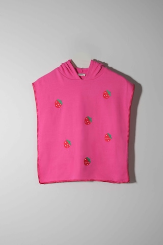 Luess Kız Çocuk Pembe Çilek Baskılı Panço-pembe