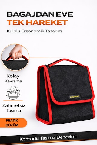 Oto Bagaj Organizer Bagaj Çantası S Boy Kaymaz Cırt Bantlı Velur Kompakt Düzenleyici - Scy1