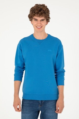 U.S. Polo Assn. Erkek Bisiklet Yaka Kobalt Basic Şardonlu Sweatshirt 50295148-VR077