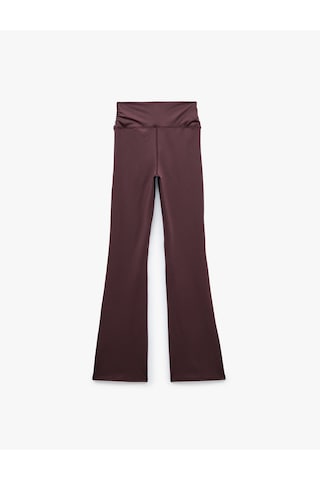 Koton Slim Fit Yüksek Bel Büzgülü İspanyol Paça Spor Tayt Mürdüm 7wak40219nk 61x
