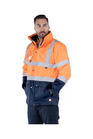 5 İ Bir Arada İş Güvenliği Kabanı Hi-vis Turuncu - Lacivert
