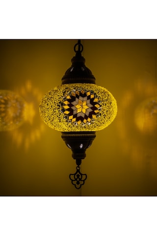 Mozaik Lamba Tekli Sarkıt Tavan Lambası Otantik Avize Renkli