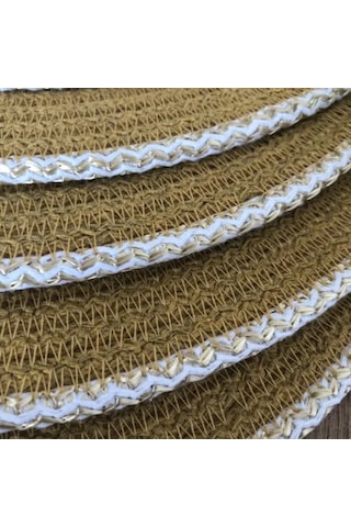 Uretti - Fatma 7987 - El Yapımı Hardal Renk Doğal Pamuk İp 6'lı Supla Takımı - 33 X 40 Cm Hardal