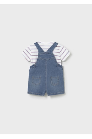 Erkek Bebek Denim Kısa Tulum Tişört Takım 1623 Mavi