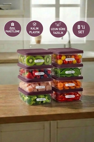Selka Home 8 Adet 0.5 Lt. Nora Organizer Buzdolabı Buzluk Düzenleyici Saklama Kabı
