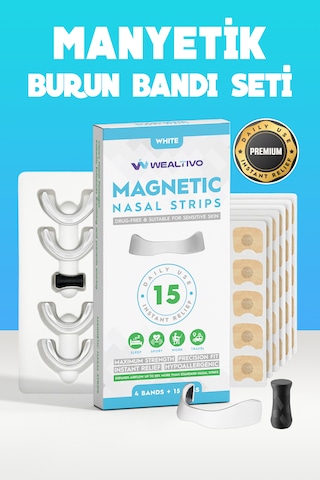 15 Li Beyaz Mıknatıslı Horlama Önleyici Burun Bandı - Rahat Nefes