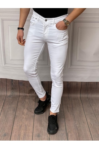 Modefendi Skinyfit Yüksek Kalite Likralı Kot Pantolon Beyaz
