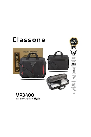 Classone Taranto Vp3400 14" Notebook -Laptop El Çantası-Siyah