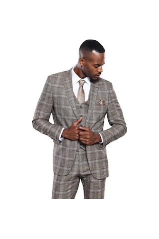 Wessi Kareli Slim Fit Bej Erkek Ceket - Wessi Bej