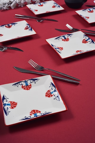 Piatti Naturali 6'lı Çini Tatlı Tabak Seti Sunum Servis Pasta 15 Cm