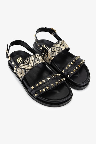 Valmenti Kadın Deri & Tekstil Siyah Deri Düz Sandalet 1141 505 Bn Sndlt Y26 Black Leather