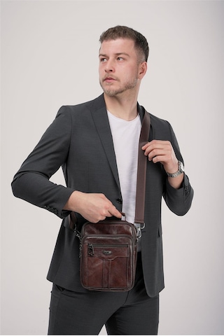Ççs 31623 Hakiki Deri Askılı Çanta Kahve