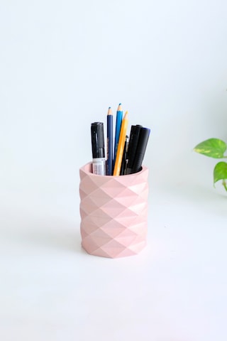 Dekoratif Geometrik Kalemlik Modern Beton Organizer Vazo Saksı Diş Fırçalık Ofis Düzenleyici Pempe