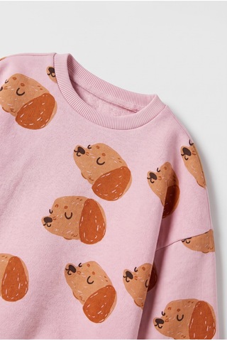 Magu Kız Çocuk Pamuklu Köpek Desenli Pembe Sweatshirt Ve Tayt Takımı