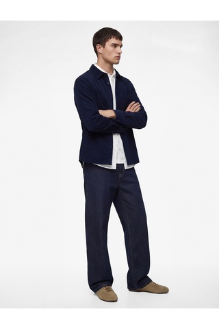 Koton Regular Fit Klasik Yaka Cepli Pamuklu Uzun Kollu Fitilli Kadife Gömlek Indıgo 6sam60067hw İndigo