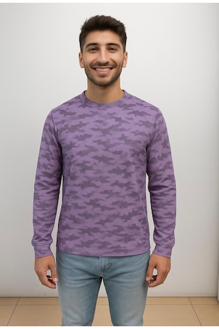 Axxel Erkek Lila Sweatshirt-w1083 Mor 2 İplik Şardonsuz