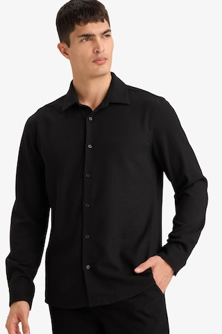 Defacto Modern Fıt Polo Yaka Uzun Kollu Gömlek F9886ax26spbk27 Siyah-bk27
