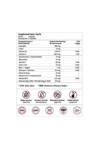 Eyebrigth 880 Mg + Lutein 15 Mg 60 Capsules