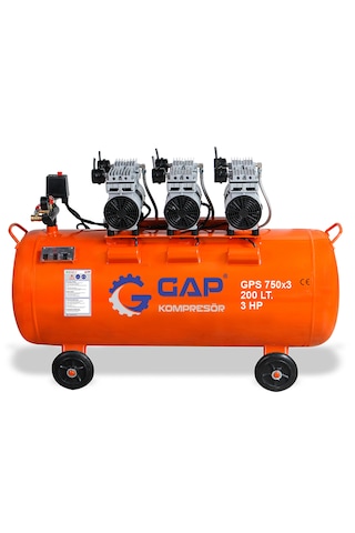 Gap Kompresör Gps 750x3/200 Hava Kompresörü Sessiz Ve Yağsız 200L
