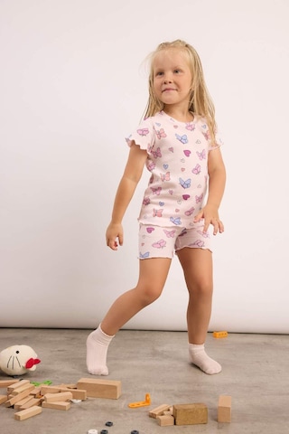 Defacto Fitilli Şortlu 2li Açık Pembe Pijama Takımı Kız Bebek H9311a526smpn671 Pembe-pn671