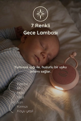 Beyaz Gürültü Cihazı | 33 Sesli, Pışpışlı ve Ninnili Radyasyon İçermeyen Bebek Uyku Arkadaşı