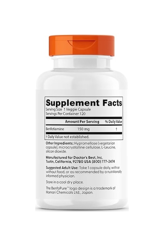 Benfotiamine 150 Mg With Benfopure, 120 Kapsül , Supports Glycemic Balance & Metabolic Response