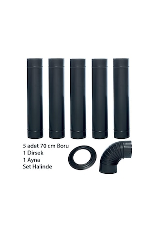 Mat Siyah Emaye Soba 13 Cm Borusu 6 Lı Set Ayna Mat Siyah Emaye Soba 13 Cm Borusu 6 Lı Set Ayna