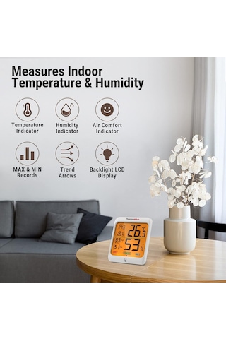 Thermopro Tp53 Dijital Termometre Higrometre İç Mekan Sıcaklık Ve Nem Ölçer Dokunmatik Aydınlatmalı Oda Ortamı