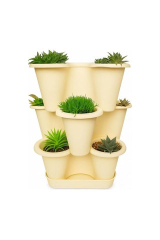 Arsimo 3 Katlı Şanslı Yonca Tasarımlı Dekoratif Saksı Seti, 26.5 X 26.5 Cm, Çiçek Ve Bitki Sebze Yet Sku: Smg8690010006141