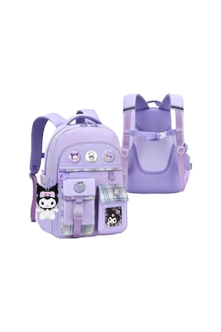 Kuromi Çocuk Okul Çantası Ekose Okul Çantası Büyük-mor 02-65-956 Mor