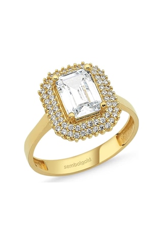 Altın Baget Tektaş Yüzük 2,00 Karat Zirconia 318232019