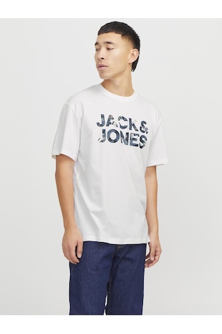 Jack & Jones Erkek Gögüs Logo Baskili Tişört - Bryan Corp Logo - 12268127 WHITE