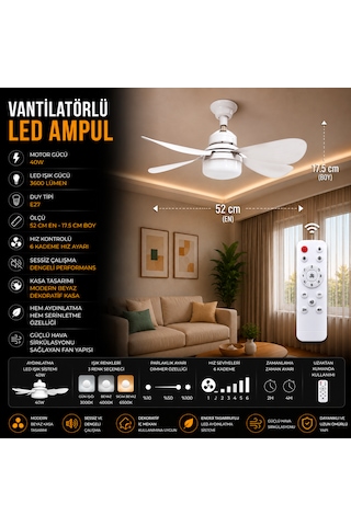 K2 40w E27 Vantilatörlü Led Ampul 3 Renk 100-220v